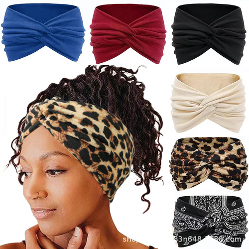European and American new style women's widened headband, yoga elastic headband, fitness, running, anti-slip, sweat-wicking headband, headwear