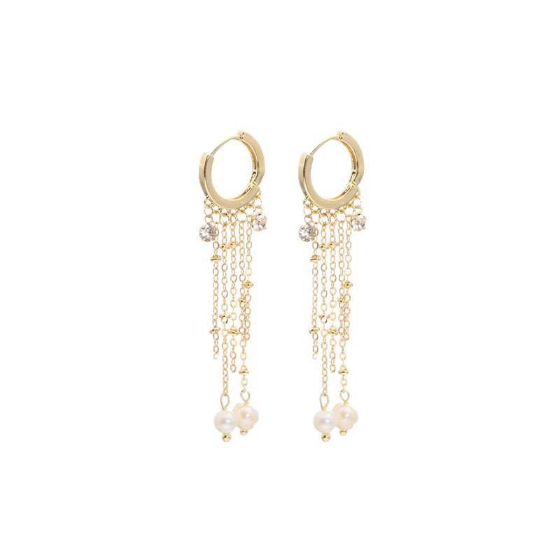 Aretes de perlas de agua dulce naturales Retro estilo francés largos pernos de bordilla s925 agujas de plata temperamento de alta calidad joyas de orejas