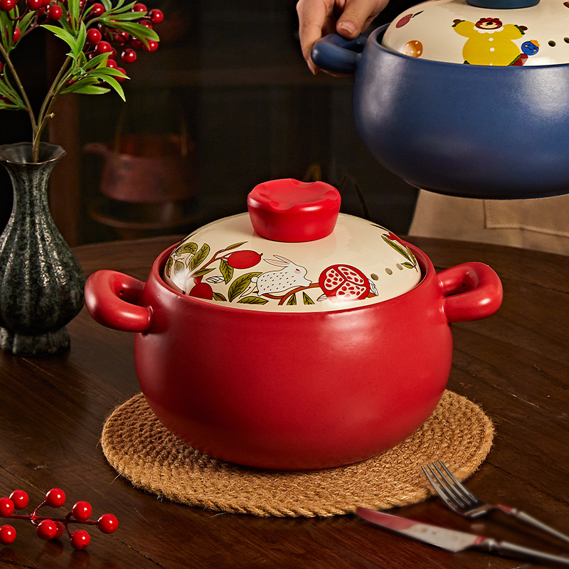 家用陶瓷砂锅燃气煲汤锅煮汤小沙锅粥锅樱桃煲仔饭炖汤煲炖锅