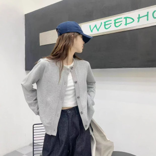 Korean Style New Round Neck Sweater Cardigan Women's 2025 New Spring and Autumn Simple Loose Casual Long Sleeve Women's Jacket