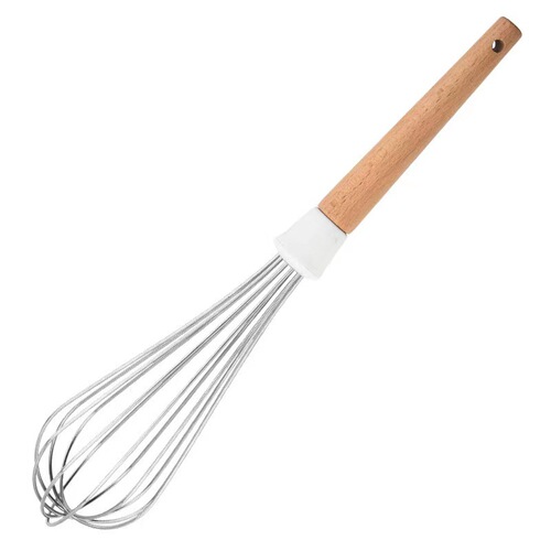 Manual Eggbeater Food-Grade Wood Handle Silicone Milk Whisk Kitchen Cooking Mixer Baking Tool Wholesale