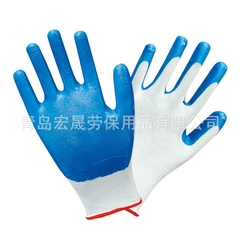 Нейлон Нарезанный кубиками перчатки  13G polyester with nitrile coated gloves