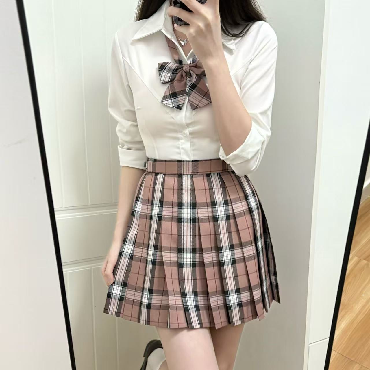 스커트 JK [화이트 피치 향수] 원래 완성 된 재고 유니폼 새로운 학술 스타일 붉은 광장 가을과 겨울 시즌