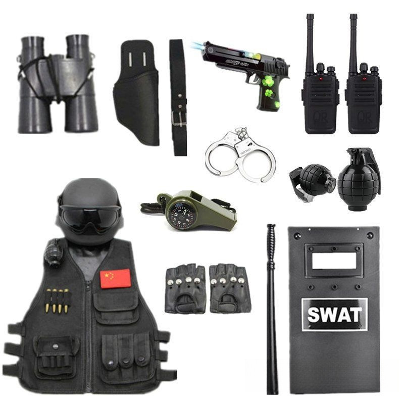 子供用電動音光玩具銃小特警装少年戦術ヘルメット馬甲盾赤ちゃんピストル道具|undefined