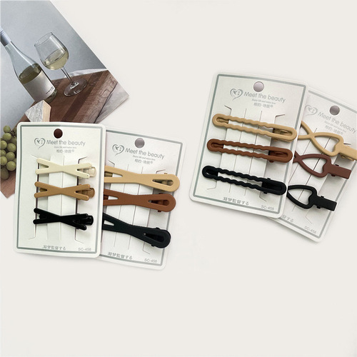 Korean Version New Hair Clip Side Clip Ins Milk Tea Color Hair Pin for Girls Side Clips, Back of Head Fringe Hair Clip Hair Accessory