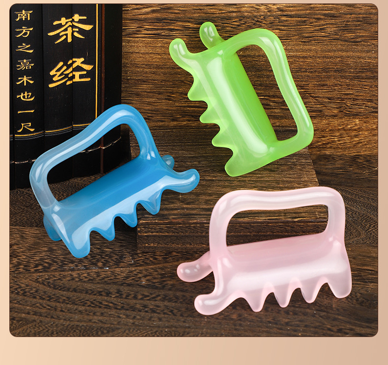 Acrylic Back Massage Tool Double Cone Gua Sha Meridian Brush for Shoulder Neck Body Wellness details