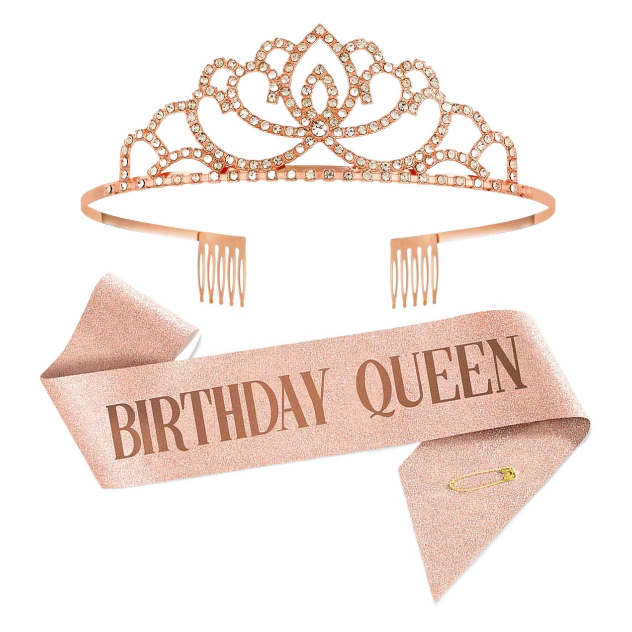 Carta europea y americana corona Feliz cumpleaños correa de hombro partido pelo corona traje diadema al por mayor