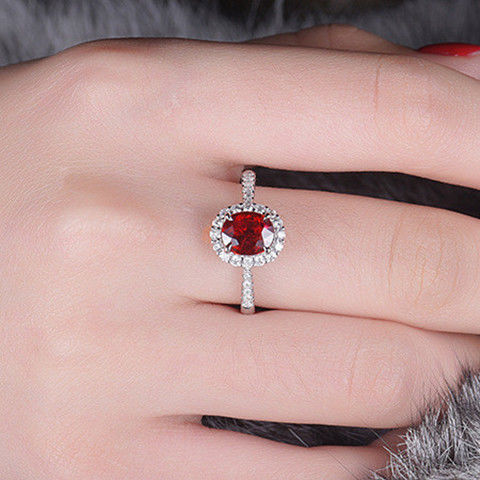 Colorful Ruby Gemstone Ring For Women Gold Plated With Diamonds_voghion.com