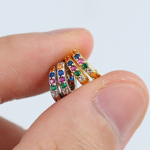 European and American zircon nose ring piercing jewelry copper inlaid zircon nose ring cross-border colorful zirconium piercing products manufacturer direct sales