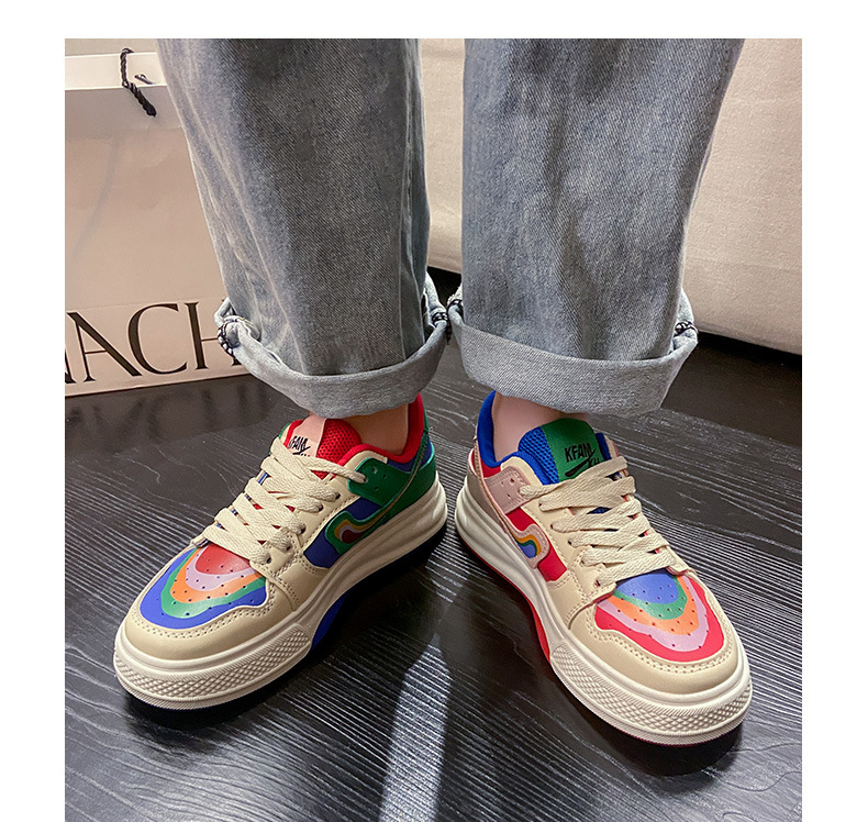 Casual Color Matching Rainbow Mandarin Duck Piccole scarpe bianche Donna 2023 nuova marea primaverile in scarpe sportive con fondo spesso rosso netto_voghion.com