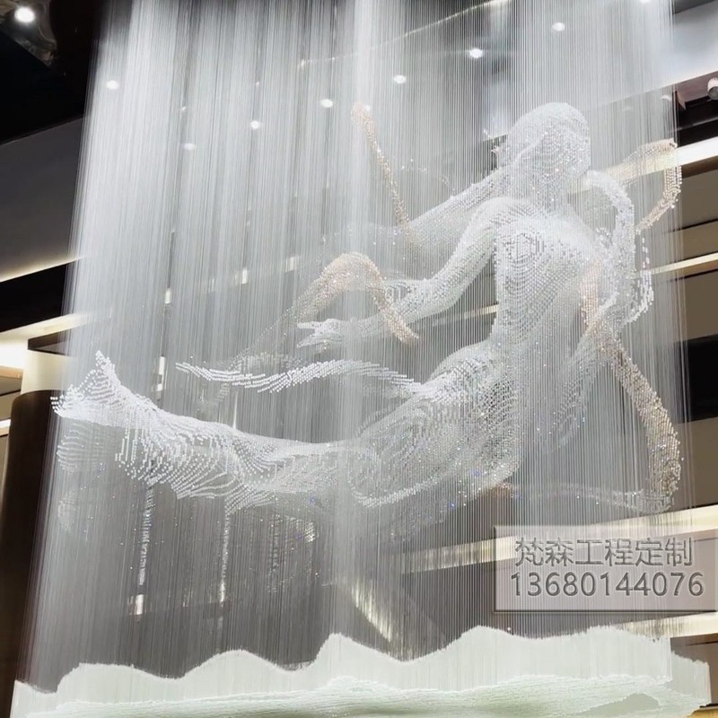 ハウスクリスタルシャンデリアロゴシェイプランプマーメイドペガサスイルカランプホテルロビーランプ宴会展示ホールランプ|undefined
