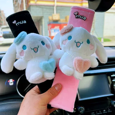 Seat belt shoulder pad — Big-Eared Plush Shoulder Pads, Car - velveteen-pink-blue-plush-doll-shoulder-pads-pair