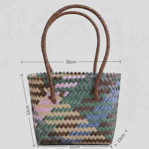 Tote bag, leisure travel horizontal square hand-woven bag, woven portable basket, hand gift, source factory
