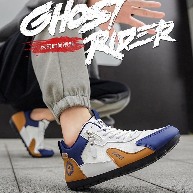 阿甘男鞋冬季2026新款百搭休闲运动青少年跑步皮面防水软底平板鞋