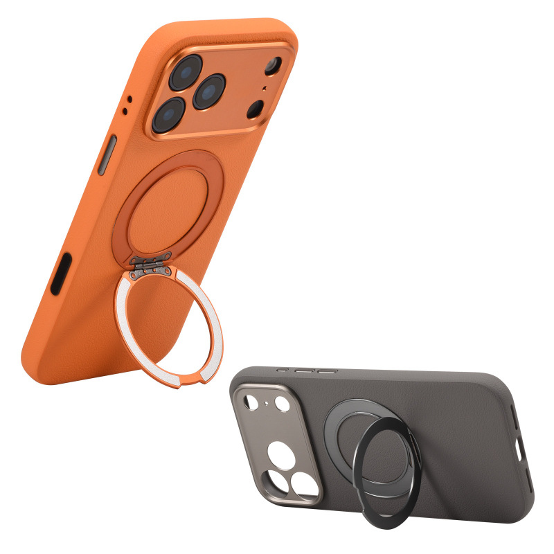 Suitable for Iphone17Promax Magnetic 360 Stand Mobile Phone Case Apple 16Pro Pure Pigment Leather Protective Cover Suitable for Iphone17Promax Magnetic 360 Stand Mobile Phone Case Apple 16Pro Pure Pigment Leather Protective Cover