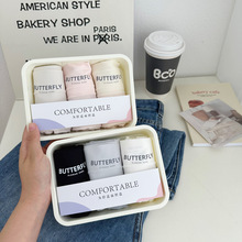 N8387直播货源内裤3条盒装60支长绒棉高腰字母抑菌裆女士内裤三角