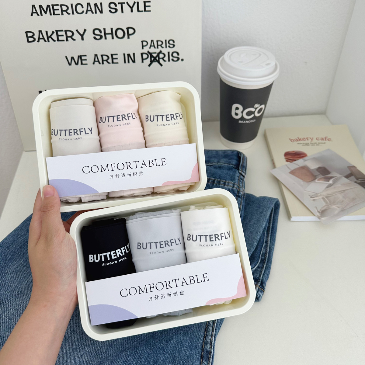 N8387直播货源内裤3条盒装60支长绒棉高腰字母抑菌裆女士内裤三角