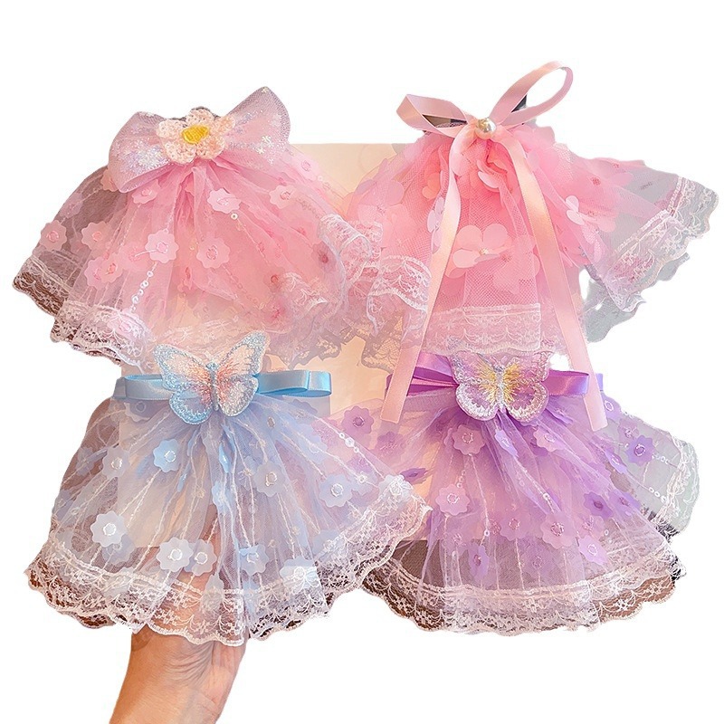 2024 nueva horquilla para niños, cinta de encaje de súper hada, horquilla de lazo, clip superior de temperamento de niña, tocado de niña