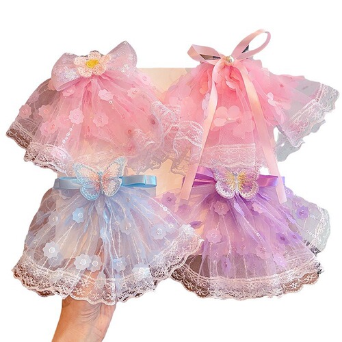 Hair clip for children, fairy-like lace ribbon bow hair pin for girls, temperament top clip for little girls, head accessory