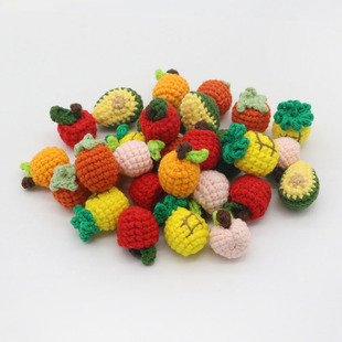 DIY handmade wool crochet cute fruit and vegetable key chain hair clip material hair rope small decorative accessories headdress jewelry