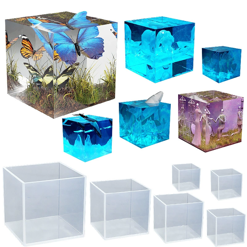 虞美人 Cube, силиконовая форма, свеча из гипса, зеркальный эффект, ручная работа