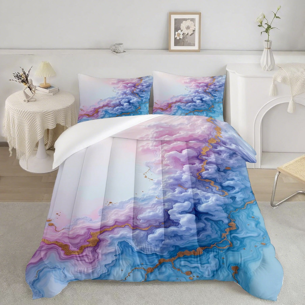 TEMU / JIT transfronterizo textil doméstico negro oro movimiento arena impresión digital 3D 180gms colcha colcha almohada set fuente fabricante