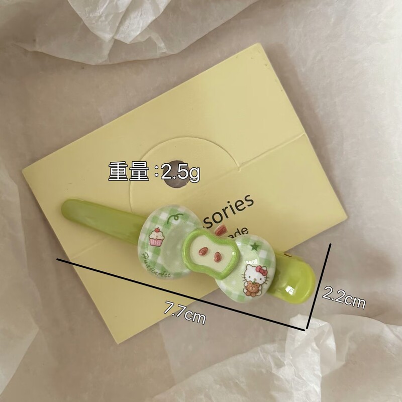新款苹果发夹领结可爱长条ins甜美发饰鸭嘴发卡少女卡通刘海头饰|undefined
