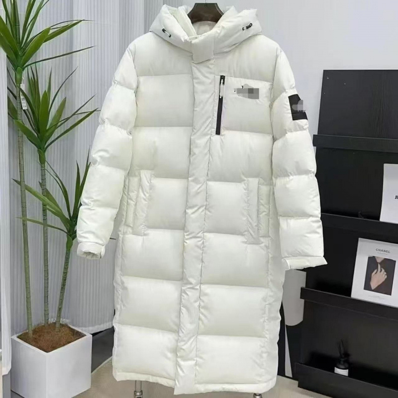 Long down Jacket North Face High-End Version Over-The-Knee Hooded White Duck down Coat Winter Warm Windproof Cold-Proof Unisex Style