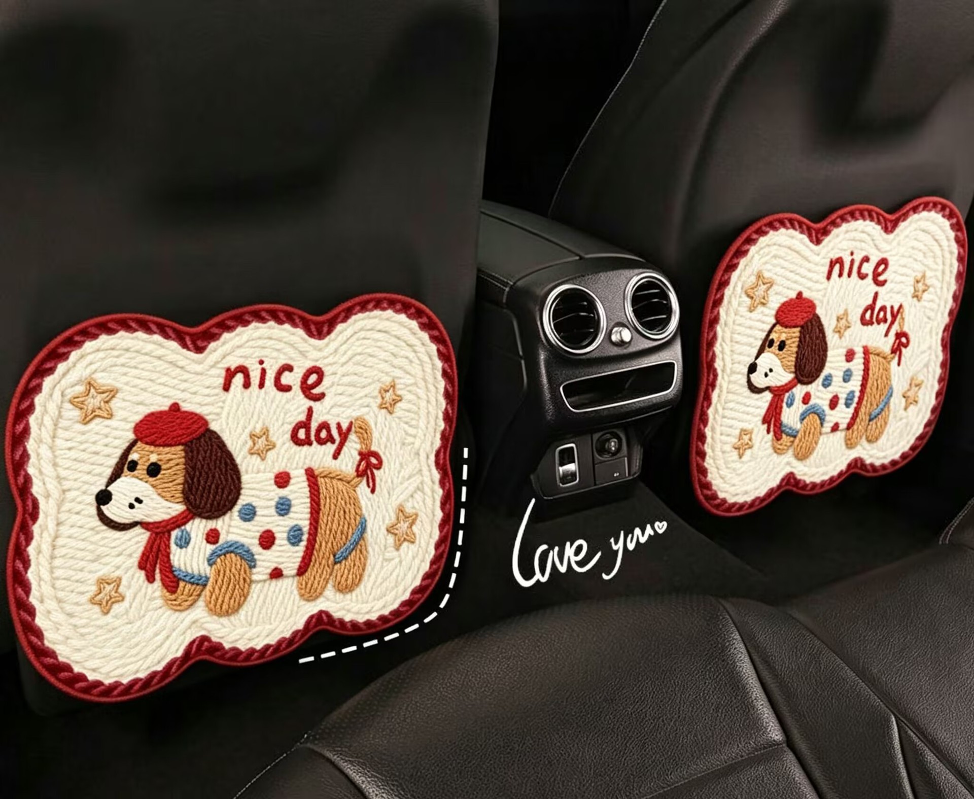 Woven Zebra Pattern Dog and Cat Cute Car Interior Children's Anti-Kick Mat Cartoon Car Seat Back Anti-Kick Mat Cartoon