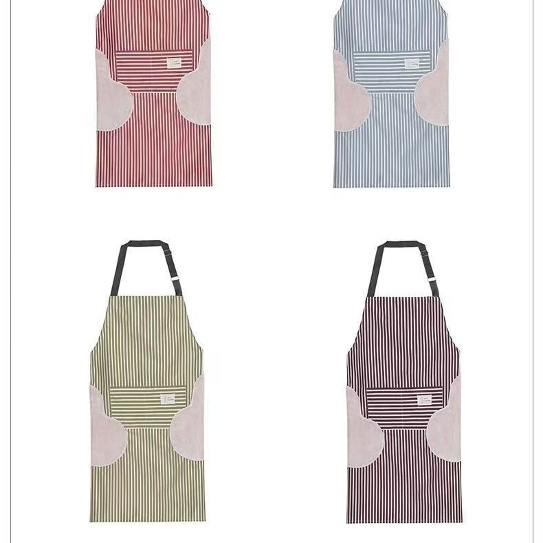 녹색 줄무늬 하트 손 닦는 PVC 앞치마