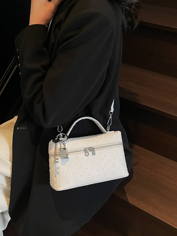 2025 nueva estrella con patrón de avestruz transfronterizo con el mismo modelo bolso cuadrado pequeño portátil de alta calidad moda bolso de mensajero de un solo hombro