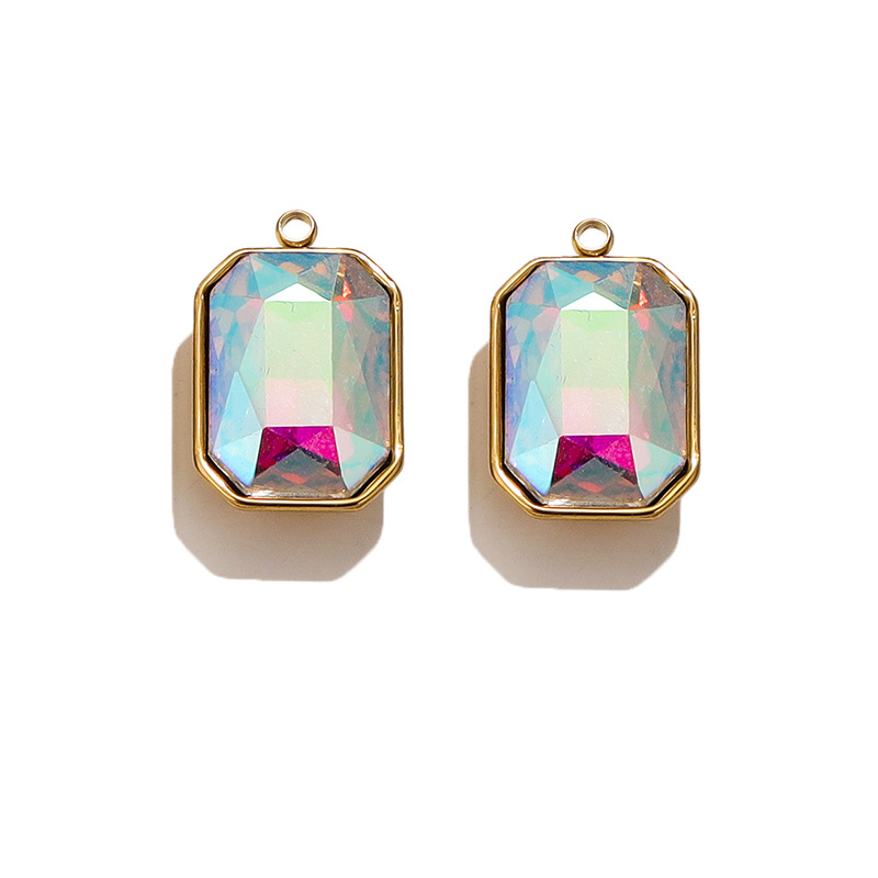 Acero inoxidable cristal colgante mar azul gema color titanio acero colgante collar DIY accesorios de la joyería