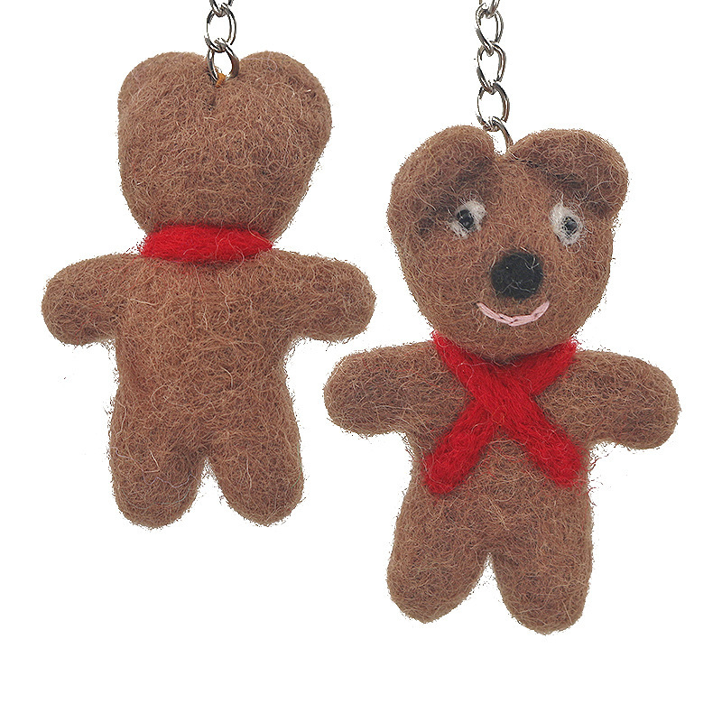 漫画ウールフェルト完成品小動物愛クマカップルバッグ小さなペンダントキーホルダー卸売工場直接販売|undefined