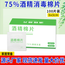 中文一次性酒精棉片75度清洁擦片100片装首饰餐具手机屏幕消毒片