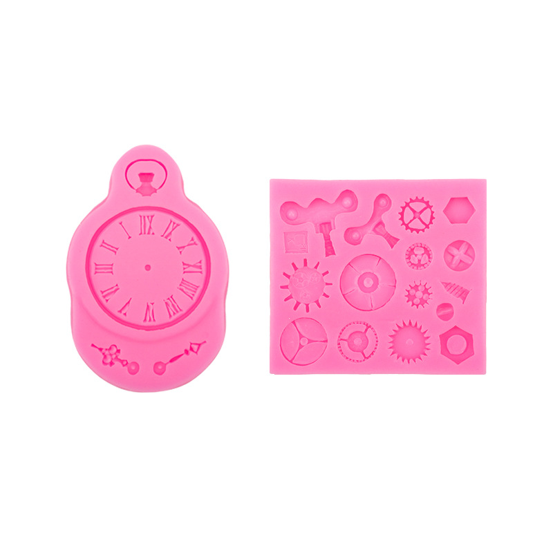 Reloj de bolsillo dibujos animados engranaje punk chocolate fondant cake decoración arcilla modelado mecánico molde Silicona