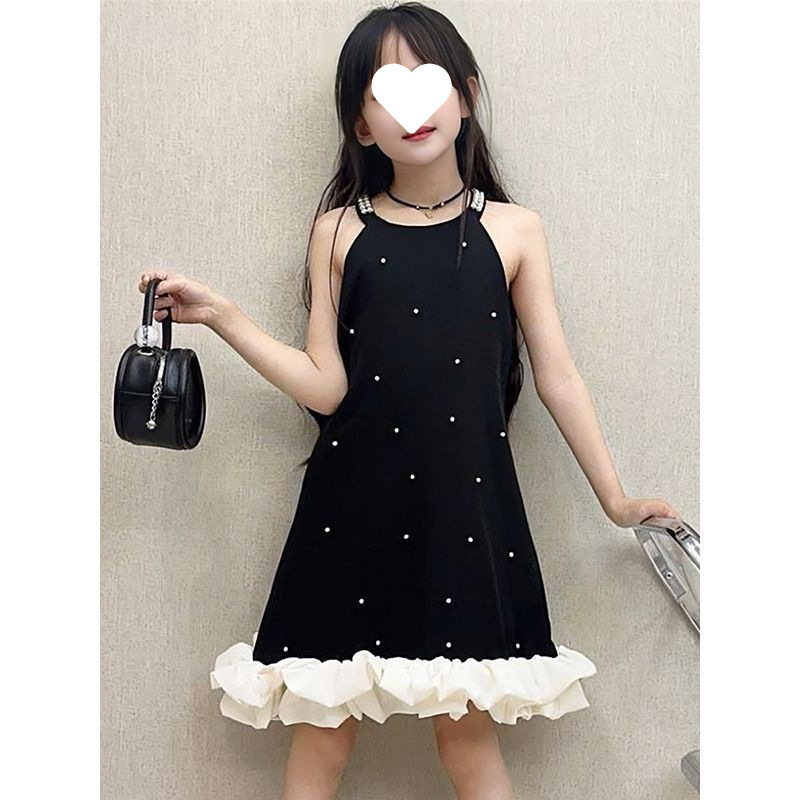 女の子の夏服のキラキラと輝くサスペンダーのスカート2025の新型の中で大きい子供の韓国版の洋気の中で長いベストのスカートの子供のスカートの潮|undefined