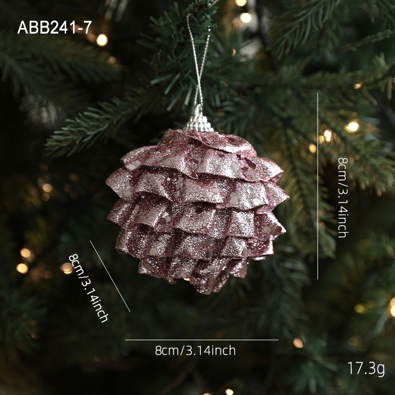 Nueva espuma rosa bola de Navidad colgante polvo brillante polvo adhesivo árbol de Navidad colgante bola decoración colgante disposición