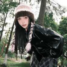 美拉德彩色针织护耳毛绒帽女冬季保暖雷锋帽韩版百搭显脸小帽子潮