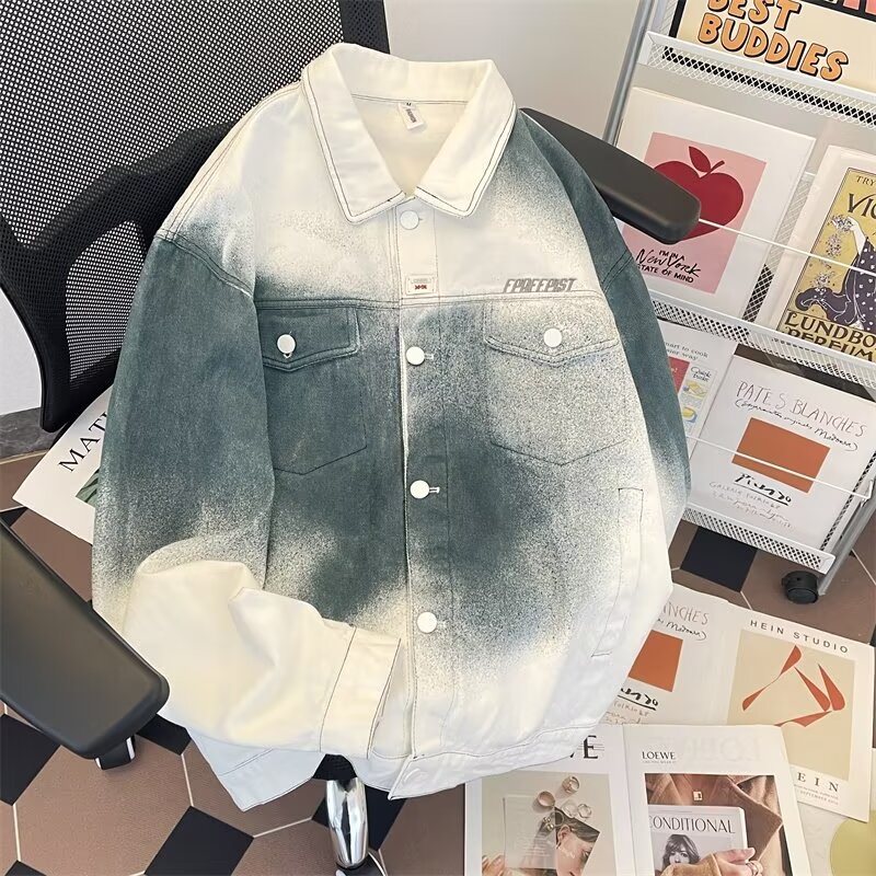 Demi-season trend design denim jacket for men and women hip-hop…