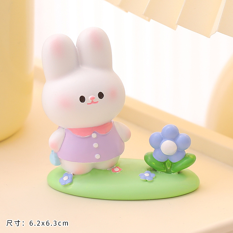 Conejo resina mini decoración muñeca linda chica corazón escritorio muñeca 2023 micro paisaje decoración creativa
