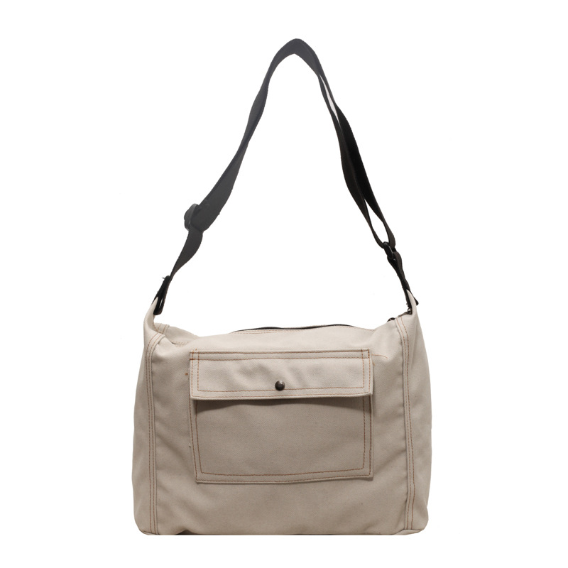 Bolso de lona de gran capacidad simple japonés bolso de mensajero coreano para mujer 2024 nuevo bolso de mensajero de un solo hombro de tendencia casual