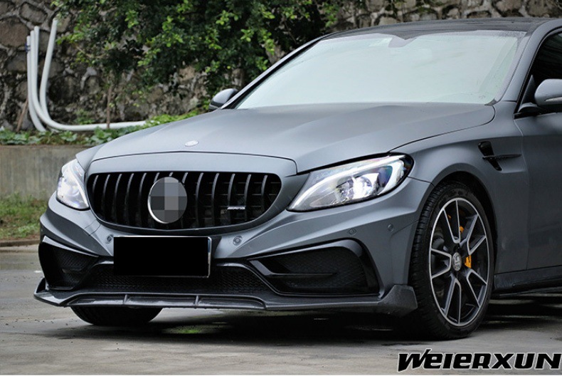 Applicable to 15-21 Mercedes-Benz C- Class W205 to Carlson's front bumper, the middle net wing flap surrounds the rear lip tail throat