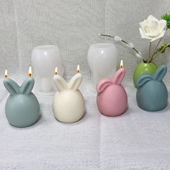 Faceless Rabbit Head Easter Scented Candle Silicone Mold DIY Rabbit Plaster Decor Rabbit-Ear Epoxy Resin Mold