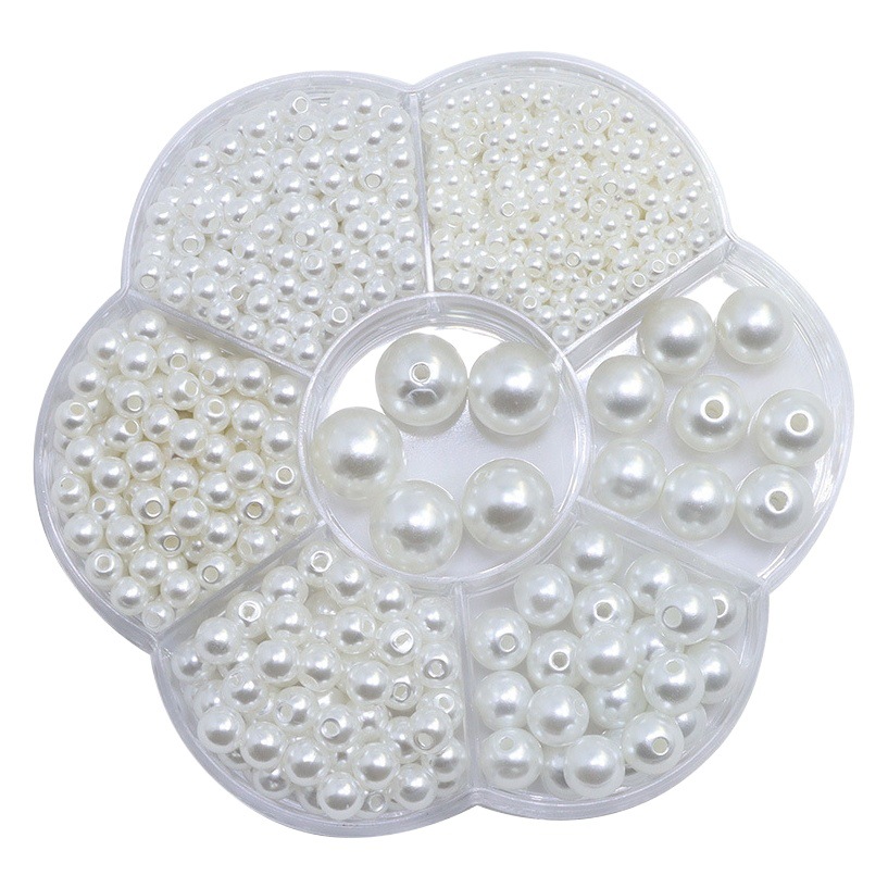 3-12mm agujero recto imitación perla cuentas redondas caja blanca cuentas sueltas DIY joyería pendientes accesorios niños cuentas hechas a mano