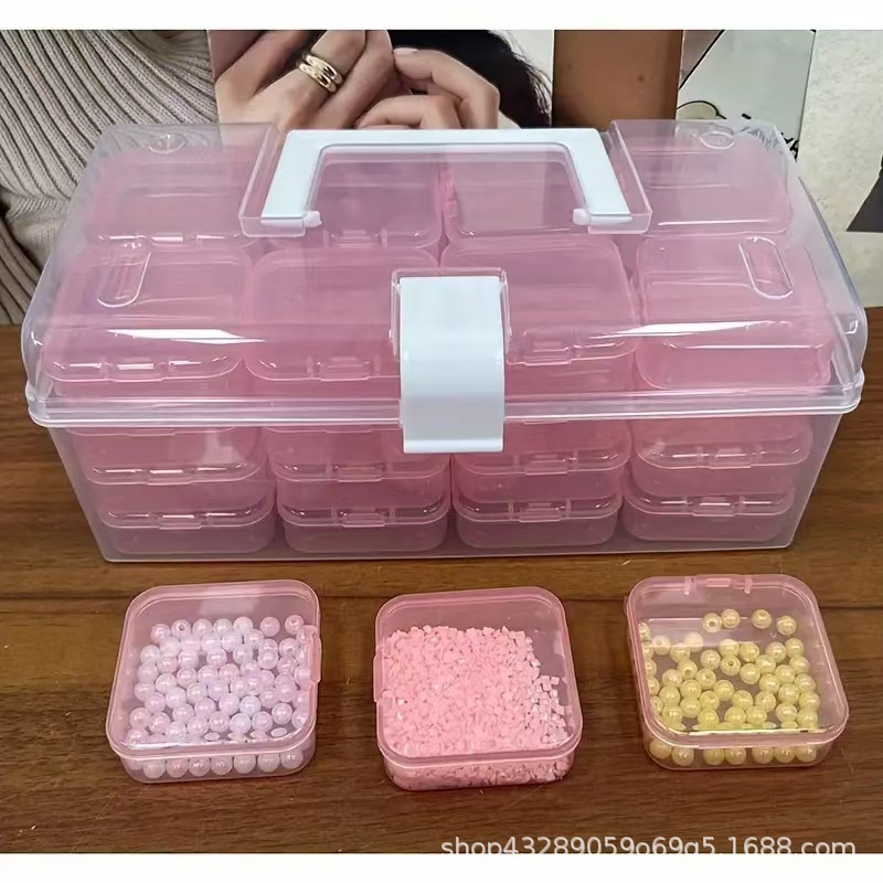 32 グリッド透明プラスチック収納ボックス大容量ポータブル透明ボックス文具衣類雑貨収納ボックス|undefined