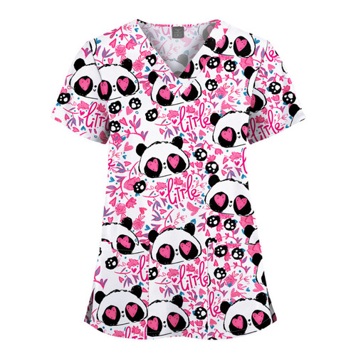 New product stretch printed short-sleeved shirt, nurse's clothes, surgical clothes, European and American doctors 'clinics, dental hand-washing clothes on behalf of China