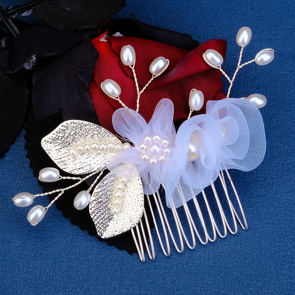 Hair accessory for bride, universal hairgrip from pearl, flowered
