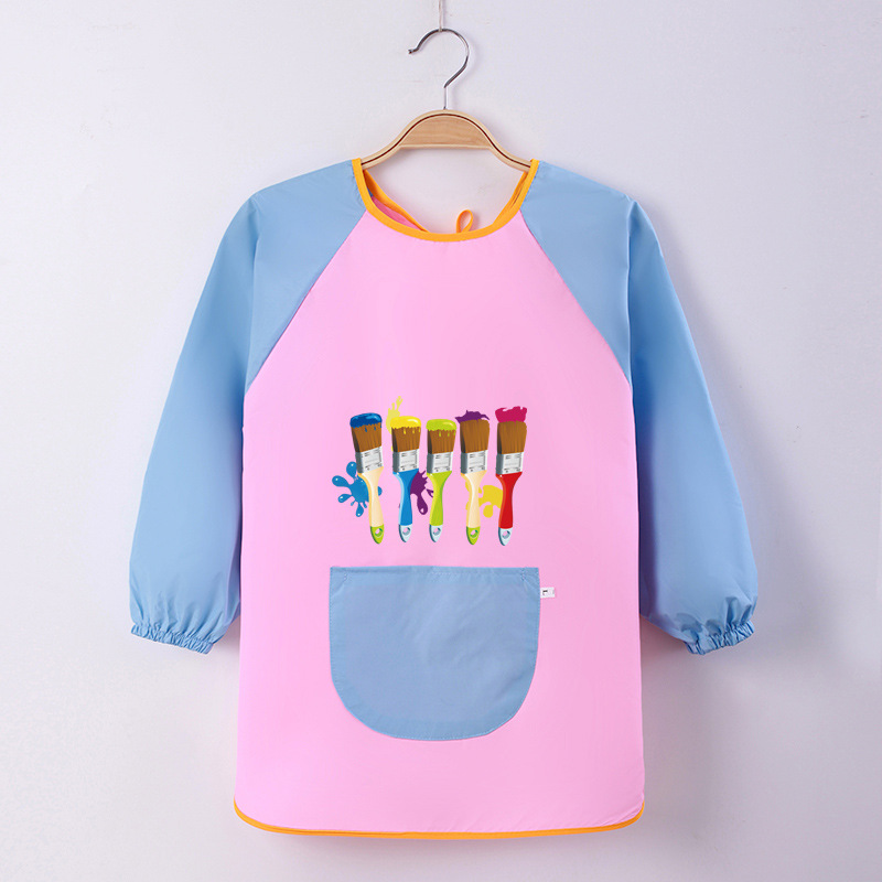 Abrigo DE LOS NIÑOS impermeable arte kindergarten pintura ropa publicidad inversa ropa impresa logo manga larga delantal vestido inverso