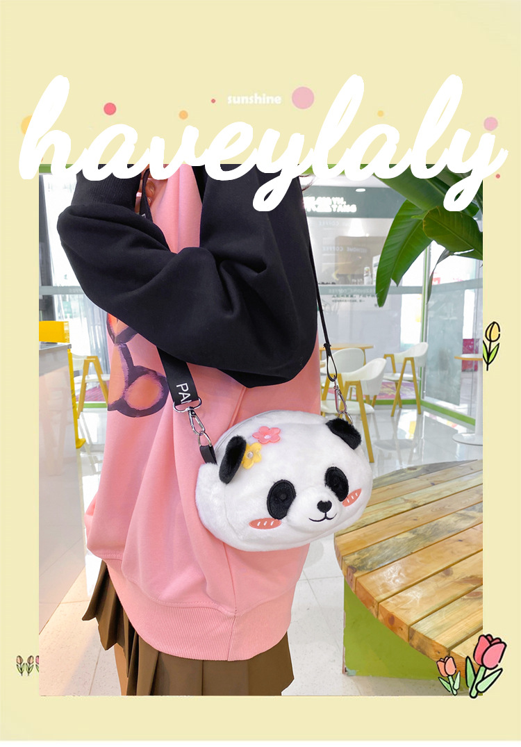 Cute panda plush bag for girls 2024 new trendy Japanese style girl crossbody bag Cartoon soft and cute doll bag full figure