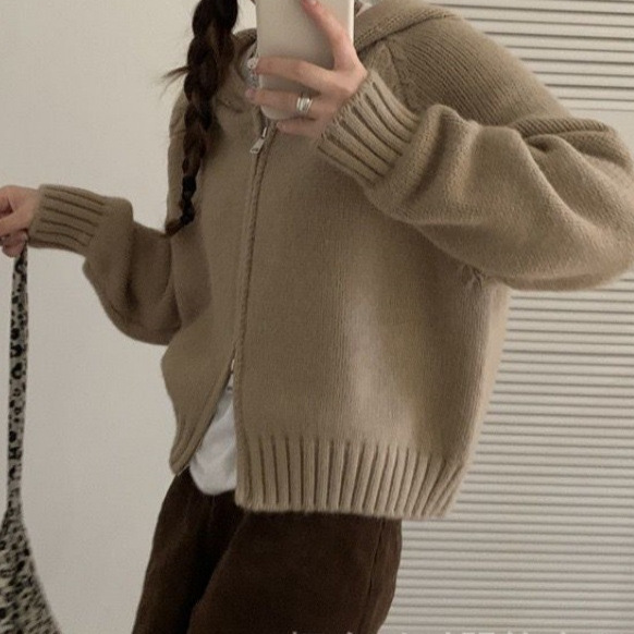 24 invierno Puyuan vientos de puerto doble cremallera suéter de manga larga chaqueta de mujeres perezosas de otoño superior